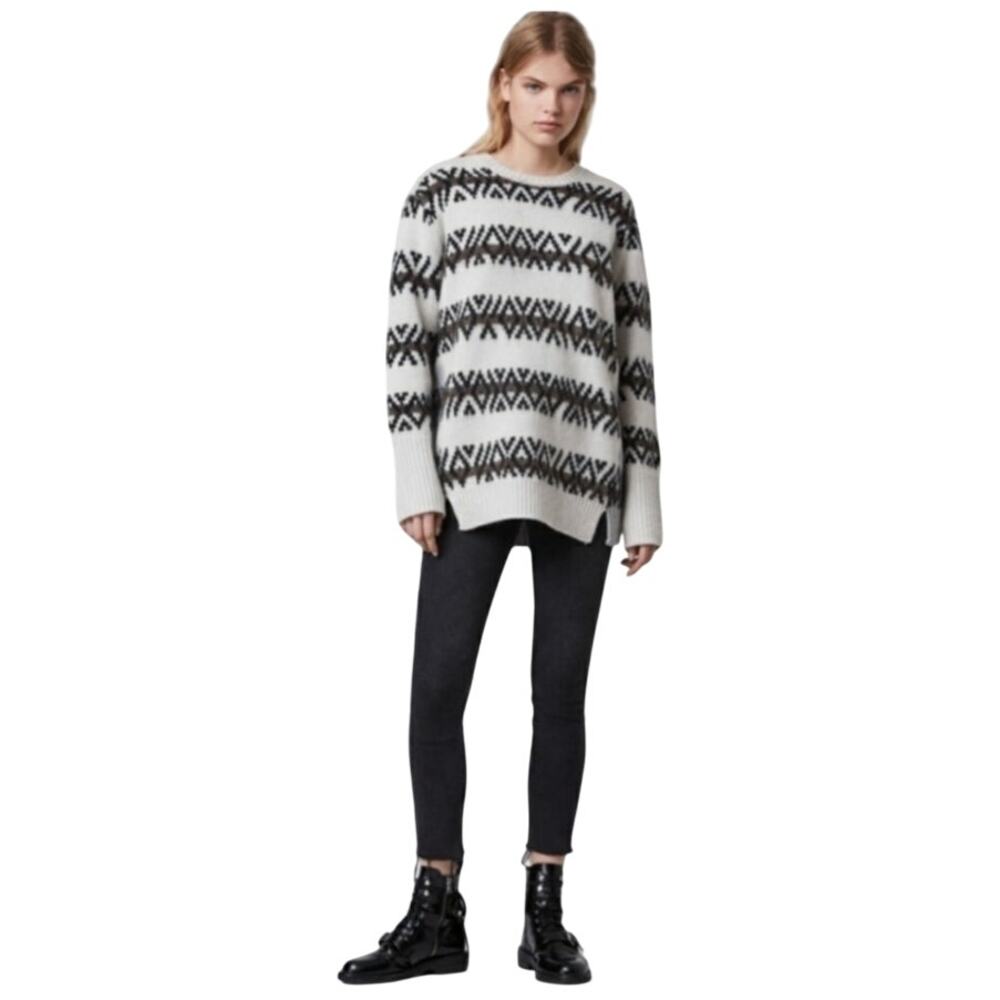 All Saints Catalina Wool Alpaca Blend Fair Isle Style Pullover Knit Sweater, S